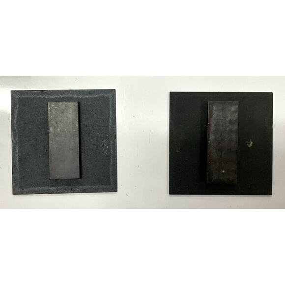 Vintage Set of 2 Morton Salt Refrigerator Magnets 2.5" X 2.5 Girl Rain Umbrella - Picture 2 of 4